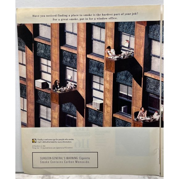 Benson & Hedges 100s Cigarettes Print Ad Vintage 1994 Smoke Outside Office 2 Pg - Picture 4 of 6